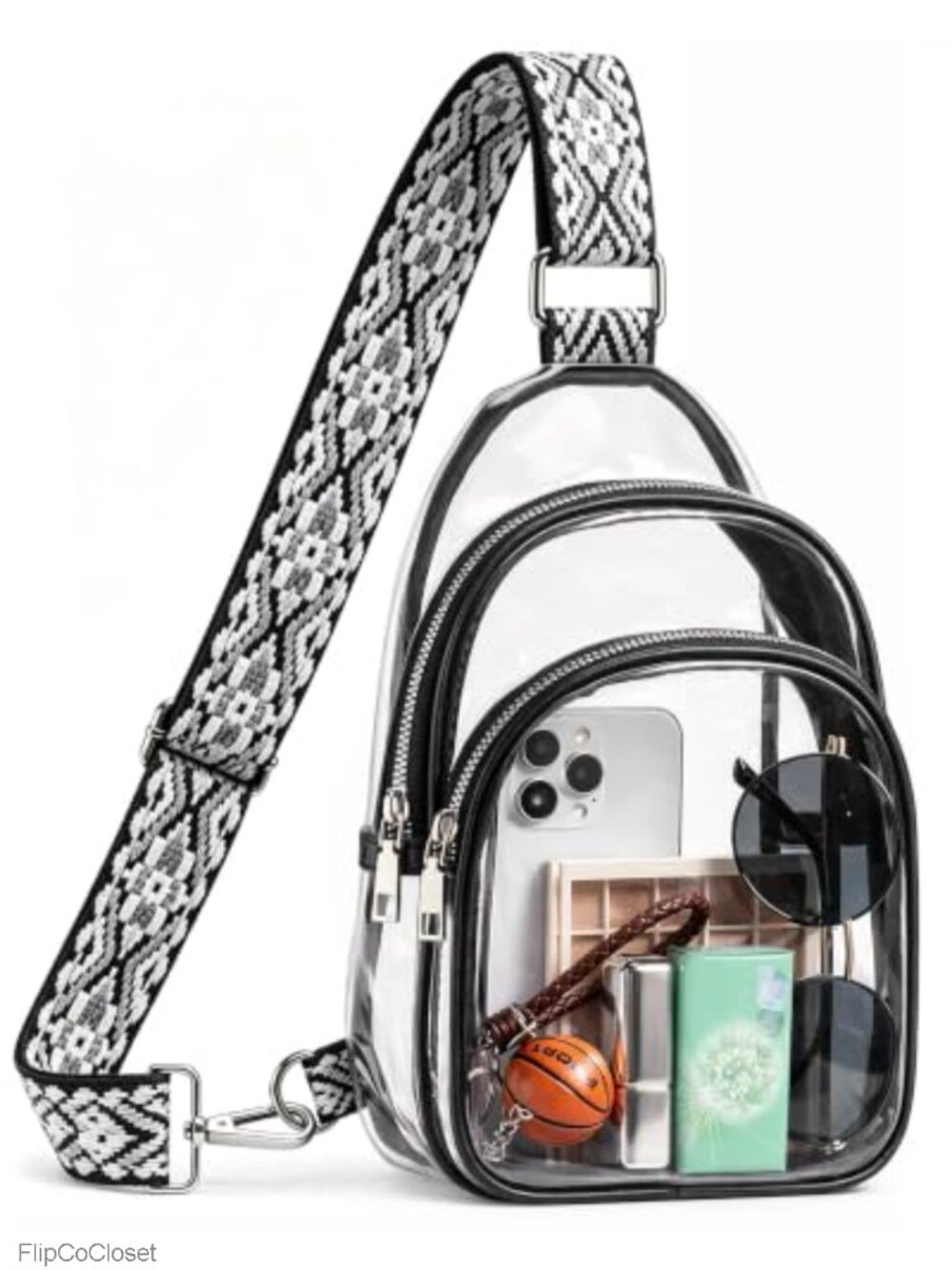Clear Sling Bag Stadium Approved Crossbody with Wide Strap